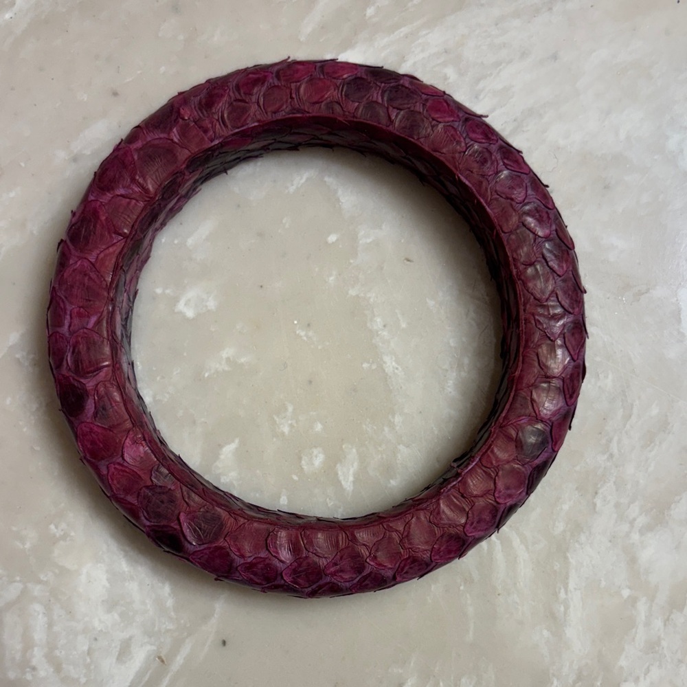 Genuine Snakeskin Handmade Wine Colored Bracelet